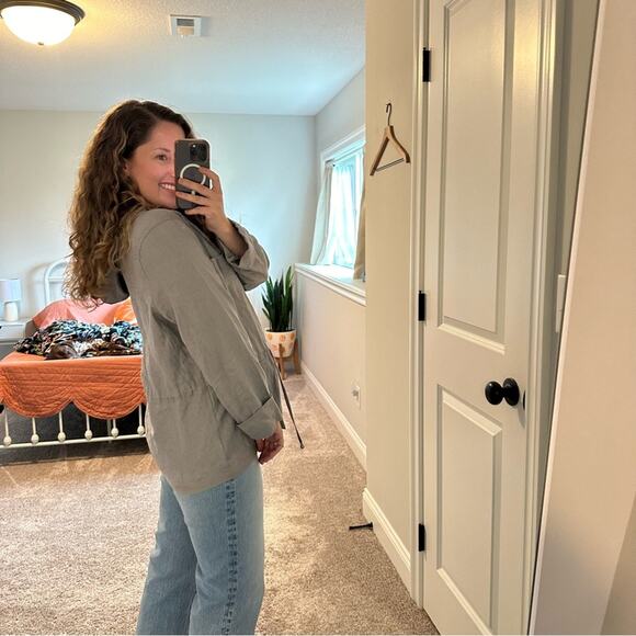 St. Tropez West Gray Soft Linen Zip Up Hooded Jacket XL - Picture 3 of 12